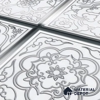 Metallic Wall Tile TL 07235 D Silver Mist 1 ft x 1 ft Ceramic Matte Finish - 9 mm  | 2 mm Spacer is Mandatory | Suitable For Bathroom, Kitchen, Dining Area | Please Expect a Slight Variation of Pattern (Sample)